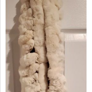 Cochni Made in Italy - 100% Rex Rabbit Fur Scarf 54" x 5"  Off-White